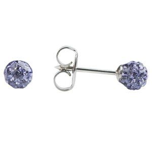 Studex Stainless Steel 4.5MM Fireball Tanzanite Crystal Ear Piercing Earrings